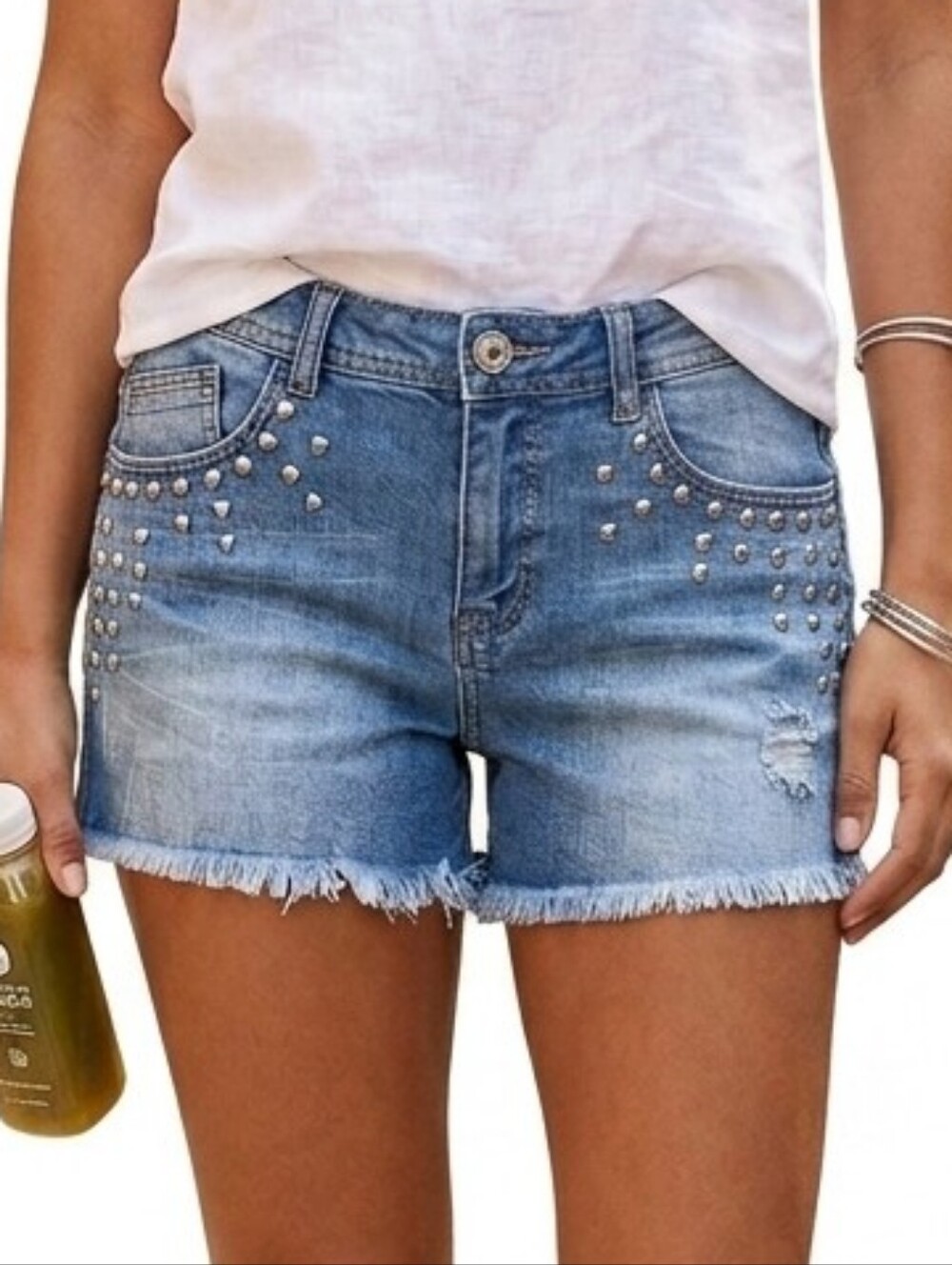 Women's studded distressed cut-off jean shorts from Jolt juniors size 5